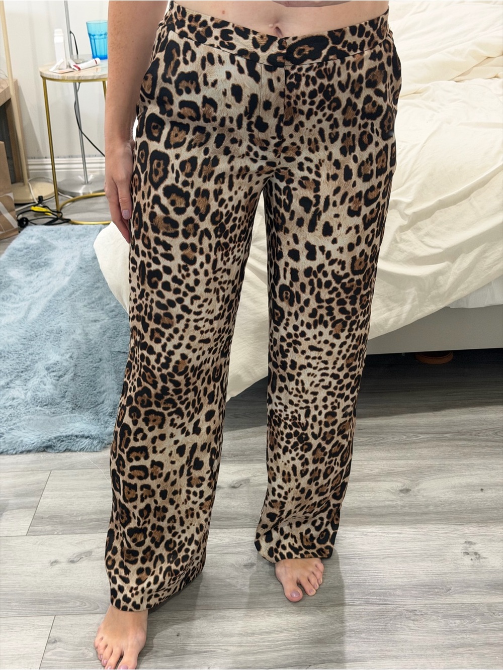 Zara Leopard Print Wide-Leg Pants - Brown, Black, Cream